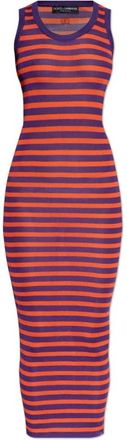 Dolce & Gabbana Gestreepte jurk - Dames - Casual kleedjes - Oranje - XS - Leer - Kleedjes