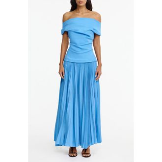 Acler Haileypark Gathered Pleated Off the Shoulder Gown in Alt Blue at Nordstrom, Size 12