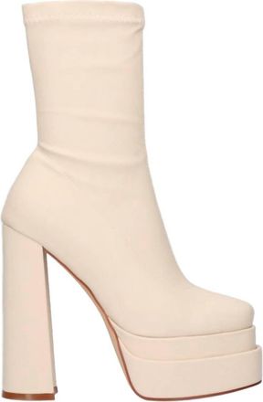 Ex&eacute; Womens High Block Heeled Platform Bootie In Beige