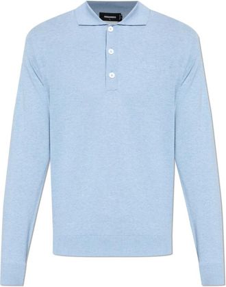 Dsquared2 Lange mouw polo - Heren - Polos - Blauw - S - Katoen - Tops