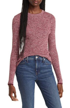 Treasure & Bond Crewneck Rib Sweater in Burgundy Combo at Nordstrom, Size Small