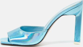 The Attico Blue Patent Leather Devon Slide Sandals