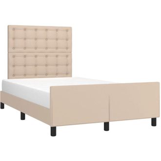 vidaXL Vidaxl - Estructura Cama Sin Colch&oacute;n Cuero Sint&eacute;tico Capuchino 120x200cm