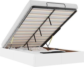 vidaXL Estructura Cama Otomana Sin Colch&oacute;n Cuero Sint&eacute;tico Blanco Vidaxl