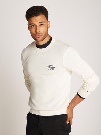 Tommy Hilfiger Rundhalspullover TOMMY HILFIGER GRAPHIC COTTON CREW, Herren, Gr. XXL, weiss (ivory petal), Feinstrick, Obermaterial: 100% Baumwolle, unifarben, schmal