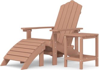 vidaXL Silla De Jard&iacute;n Adirondack Con Reposapi&eacute;s Y Mesa Hdpe Marr&oacute;n Vidaxl
