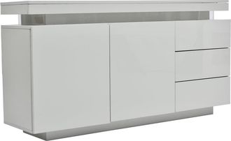 Urban Meuble Aparador lacado en blanco con iluminación led, 2 puertas, 3 cajones