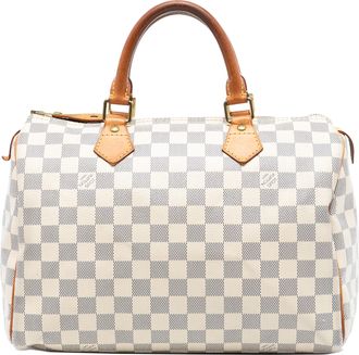 Louis Vuitton Pre-owned Womens Damier Azur Speedy 30 - White Textile - One Size