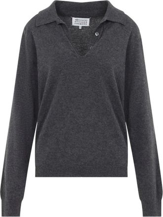 Maison Margiela Polo Twist in lana dagnello - - Knitwear - Uomo - Grigio - M