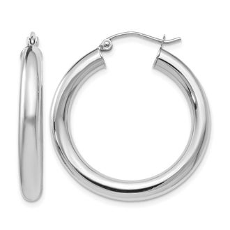 Diamond2Deal 14K White Gold Polished Lightweight Round Shape Hoop Earrings