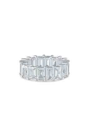 Kenneth Jay Lane Emerald-Cut Cubic Zirconia Eternity Band in Rhodium Plated Brass at Nordstrom, Size 7