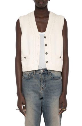 Zadig&Voltaire Mally Cable Stitch Vest in Vanille at Nordstrom, Size X-Small