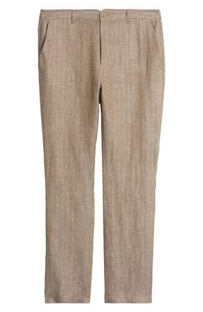 Bugatchi Linen Herringbone Chinos in Tobacco at Nordstrom, Size 34