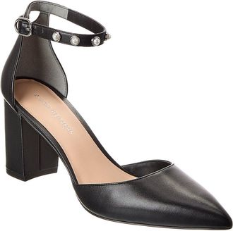 Stuart Weitzman Pearl Strap Block 75 Leather Pump