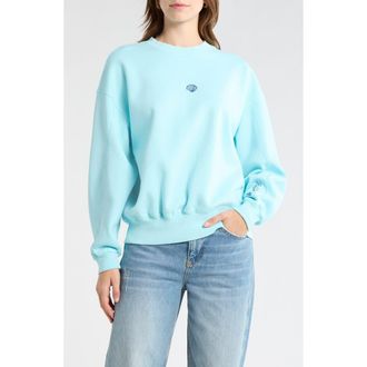 Billabong Sanibel Kendal Fleece Crewneck Sweatshirt in Pool Blue at Nordstrom, Size X-Small