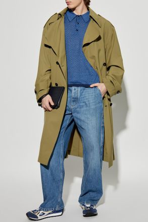 Bottega Veneta Wool Trench Coat, Mens, Green