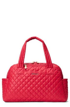 MZ Wallace Jimmy Deluxe Quilted Nylon Duffle Bag in Apple at Nordstrom