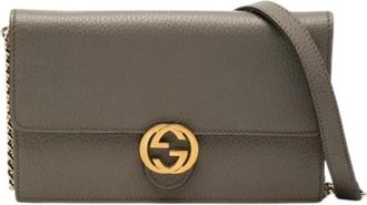 Gucci Pre-owned Interlocking G Dollar Wallet on Chain - Dames - Vintage Schoudertas - Bruin - ONE Size - Leer - Vintage