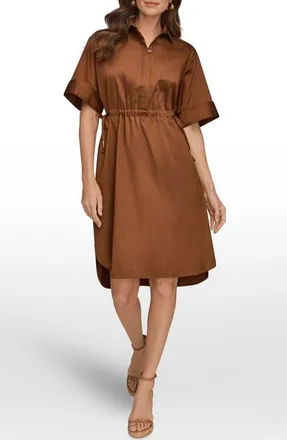DKNY Short Sleeve Shirtdress in Cognac at Nordstrom, Size 14