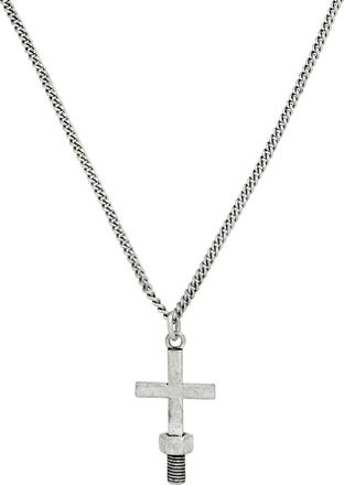 AllSaints Mens Screw Cross Pendant Necklace in Warm Silver at Nordstrom