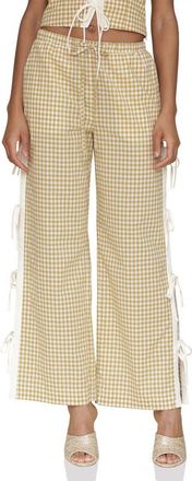 Avec Les Filles Side Tie Gingham Pants in Olio Gingham at Nordstrom, Size X-Small