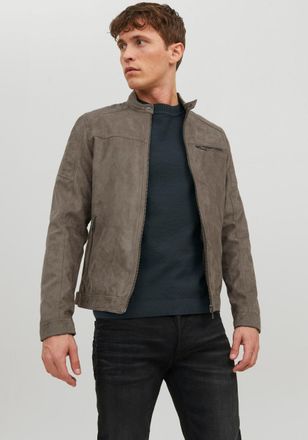 Jack & Jones Lederimitatjacke JACK & JONES JJEROCKY in Kunstlederoptik mit Reissverschlusstaschen, Herren, Gr. XXL, gr&uuml;n (falcon), Web, Obermaterial: 100% Polyeste