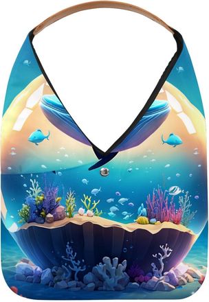 Generic Whale Crystal Ball Reusable Lightweight Grocery Bags - Foldable Into Compact Pouch, Washable & Sturdy, Multipurpose for Shopping and Travel