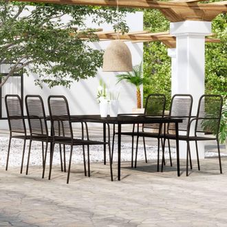 vidaXL Juego De Comedor De Jard&iacute;n 7 Piezas Negro Vidaxl