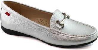 Marc Joseph New York Carter Road Slip On Leather Buckle Loafer in Silver Grainy Napa at Nordstrom, Size 10.5