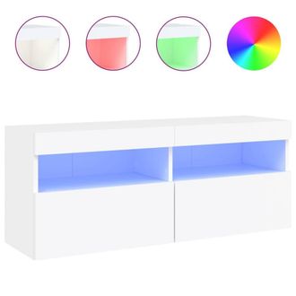 Berkfield Home TV Wall Cabinet with LED Lights White 100x30x40 cm | Size: 100 x 30 x 40 cm