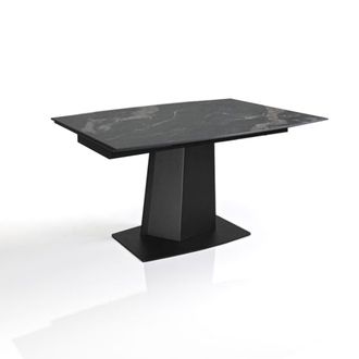 Oresteluchetta Mesa extensible cer&aacute;mica/metal negro/oro-negro 77x89x140-200 cm