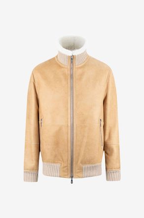 Brunello Cucinelli Bomberjacke aus Nappa-Shearling und Kaschmir