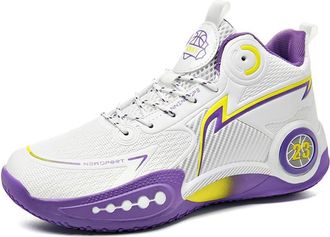Generic Mens Lace Up Basketball Shoes are Breathable Lightweight Non Slip Grab Grip Outdoor Indoor Sports Training Boots Walking Shoes(Purple,8.5 UK)