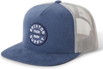 Brixton Oath Logo Patch Snapback Trucker Hat in Blue Chambray/white at Nordstrom