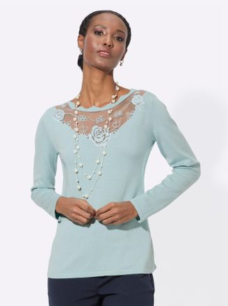 Cr&eacute;ation L Strickpullover CREATION L Lyocell-Viskose-Mix-Pullover, Damen, Gr. 36, gr&uuml;n (mint), 42% Viskose, 30% Lyocell, 28% Polyester, Pullover Strickpullover