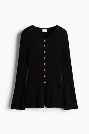 H&M Rib-knit Cardigan in Black at Nordstrom, Size X-Small