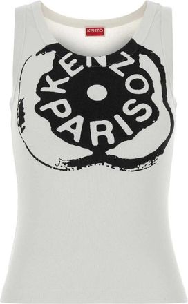Kenzo Boke Flower 2.0 Rib Tanktop - Dames - Tops zonder mouwen - Wit - S - Katoen - Tops