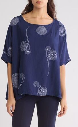 Patrizia Luca Printed Loose Top in Navy at Nordstrom Rack, Size Large/x-Large
