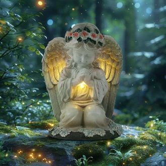 OEM L&aacute;mparas Solares De &Aacute;ngel, L&aacute;mpara Solar De &Aacute;ngel Rezando, Escultura De &Aacute;ngel De Hadas, Iluminaci&oacute;n Solar Para Cementerio, Decoraci&oacute;n De Jard&iacute;n Exteri
