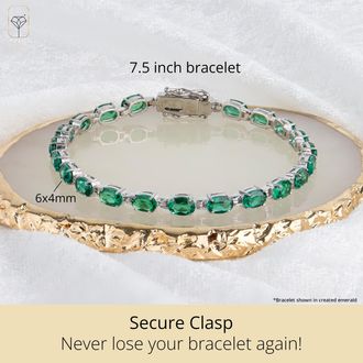 MAX + STONE 925 Sterling Silver 6x4mm Oval Cut Gemstone Tennis Birthstones Bracelet