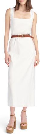Favorite Daughter The Perfect Opportunity Linen Blend Midi Dress in White at Nordstrom, Size 10