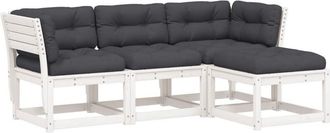 vidaXL Vidaxl - Set Muebles Jard&iacute;n 4 Pzas Con Cojines Madera Maciza Pino Blanco