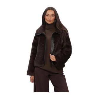 Simple Dannie Fur Jacket - Dames - Jassen - Bruin - Maat: M Poliester