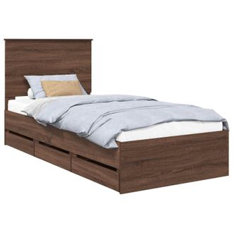 vidaXL Estructura De Cama Roble Marr&oacute;n 100 X 200 Cm Madera Ingenieril Vidaxl
