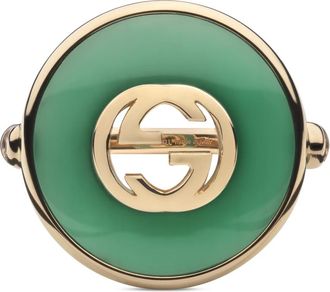 Gucci Interlocking ring in roze goud- groene agaat en diamant - Dames - Ringen - Groen - 51 MM - Accessoires