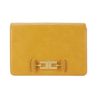 Elisabetta Franchi Schoudertas met krokodillenprint en elegant logo - Dames - Accessoires - Geel - Maat: ONE Size Poliester
