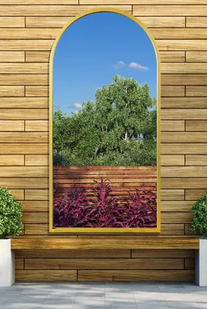MirrorOutlet Gold Metal Framed Arched Wall Garden Mirror 55 X 27.5 (140 X 70CM) | Size: 1 Pack