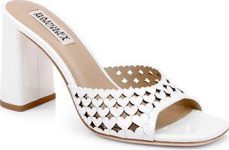 Badgley Mischka Omni Laser-Cut Heart Sandal in White Patent at Nordstrom, Size 7.5