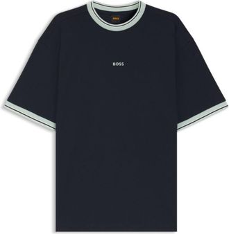 BOSS Relaxed-fit T-shirt in cotton with striped trims