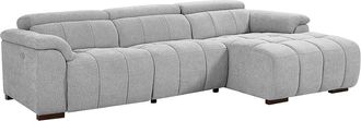 Vente-Unique Sof&aacute; rinconera derecha relax el&eacute;ctrico de tela gris claro MOLPICA
